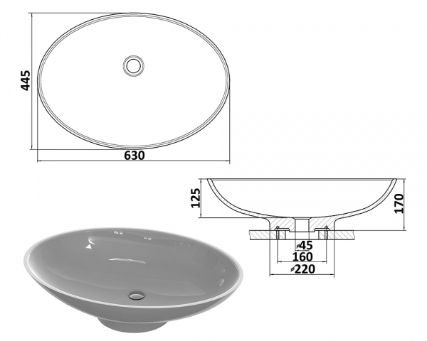 Умивальник «Ніка» Чорна шагрень