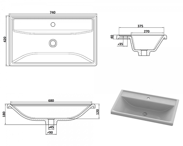 Умивальник ''Венеція'' глітер