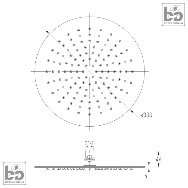 Лейка верхнего душа ''CASCADA R90''
