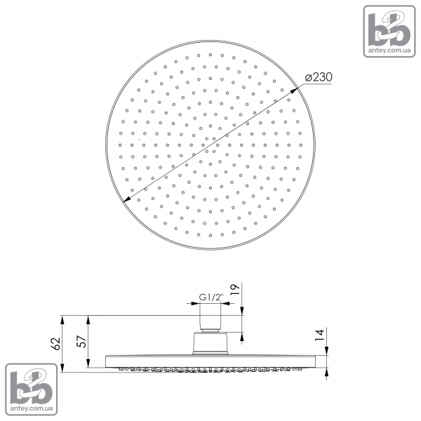 Лейка верхнего душа ''CASCADA R100''