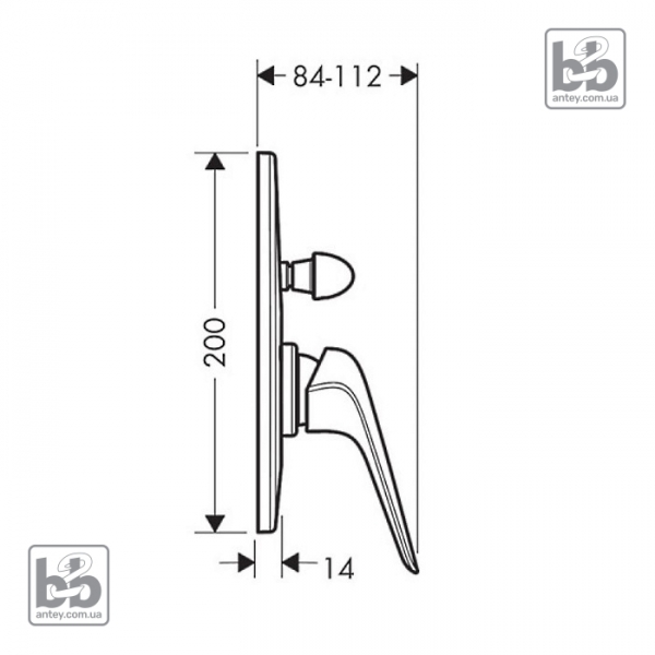 Встраиваемый смеситель для душа ''Novus''