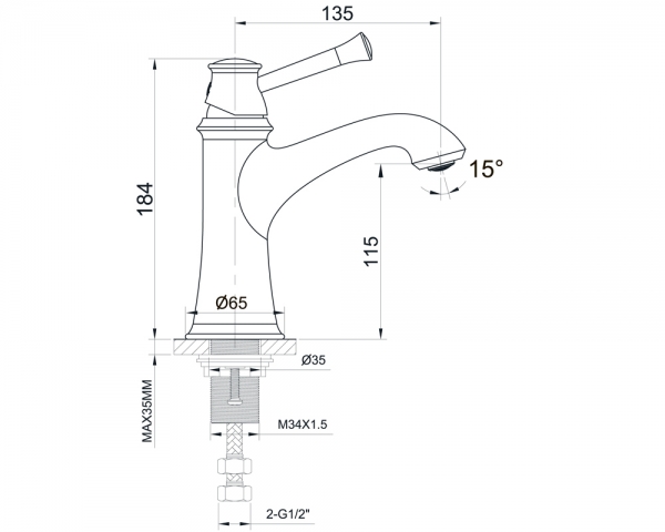 Змішувач для умивальника «PODZIMA LEDOVE»