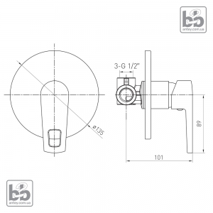 Вбудований змішувач для душа ''SOLAR''