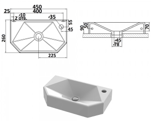 Умивальник «Тритон» R  Біла шагрень
