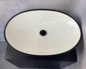 Умивальник «Ніка» білий глянець з антрацитовою облямівкою