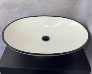 Умивальник «Ніка» білий глянець з антрацитовою облямівкою