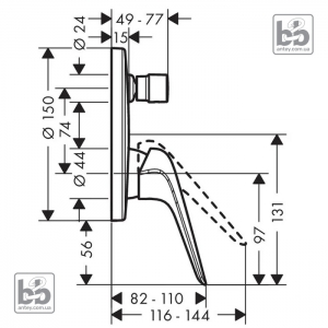 Встраиваемый смеситель для душа ''Novus''