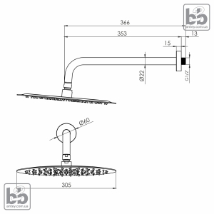 Лейка верхнего душа ''CASCADA R100''
