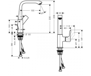 Смеситель для умывальника «Metris 31087000»