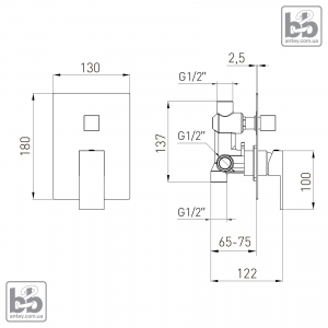 Встроенный смеситель для душа ''PARDO''